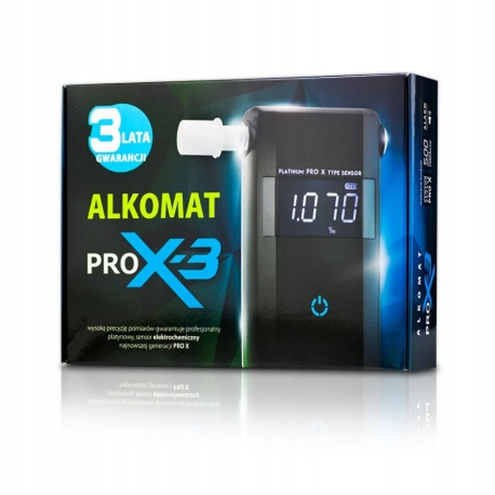 Alkomat AlcoFind PRO-X-3 z ustnikami i kalibracją na 12 miesięcy