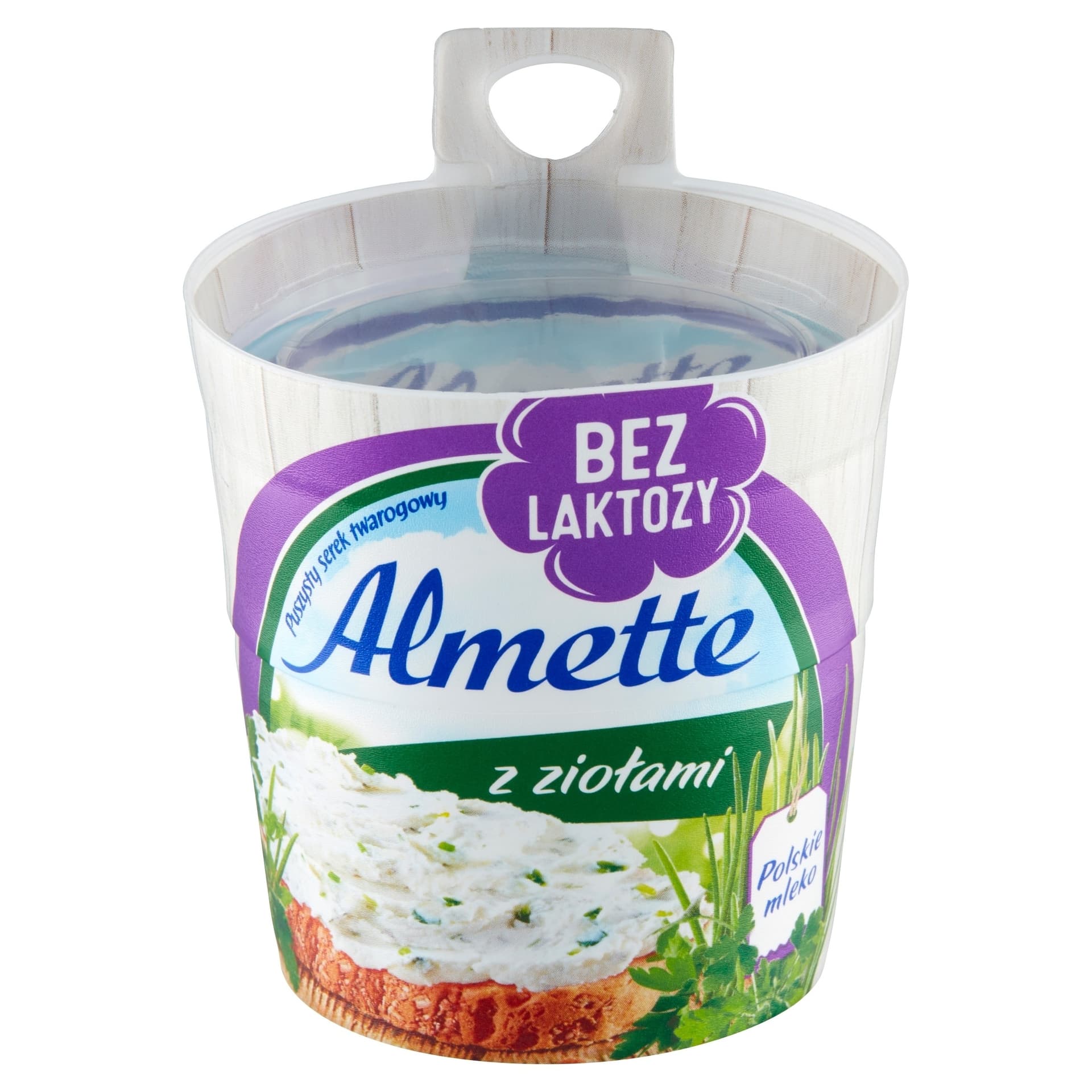 Almette z ziołami bez laktozy. Puszysty serek twarogowy bez laktozy. Pasteryzowany. 150 g