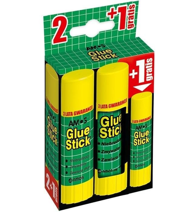 AMOS - Klej w sztyfcie 22g x 2 + 8g - mocne klejenie, łatwy w użyciu