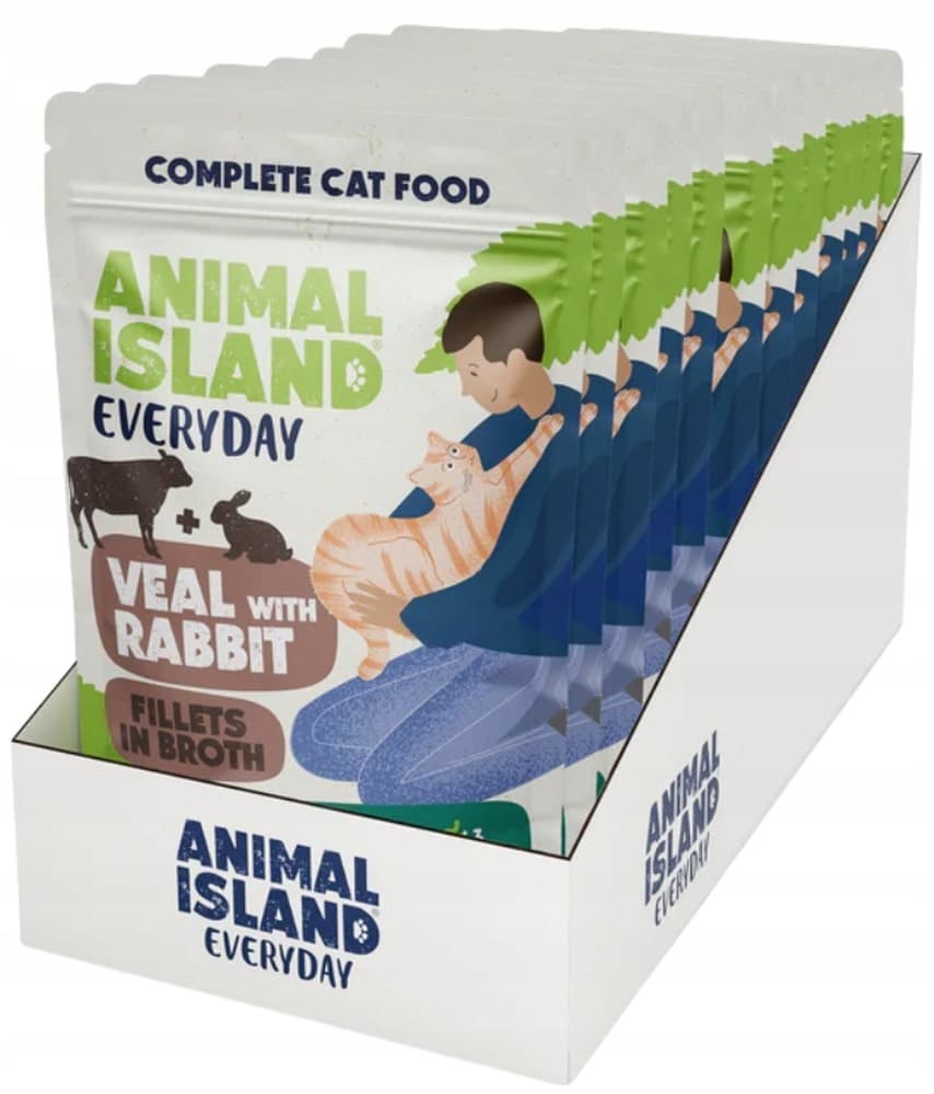 ANIMAL ISLAND Cielęcina z Królikiem Saszetki dla Kota 12x85g