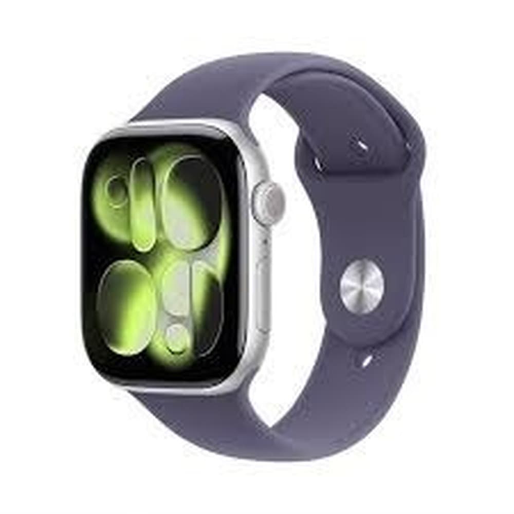 Apple Watch Series 11 GPS + Cellular 46mm Srebrna Aluminiowa Koperta z Fioletową Opaską Sportową - M/L