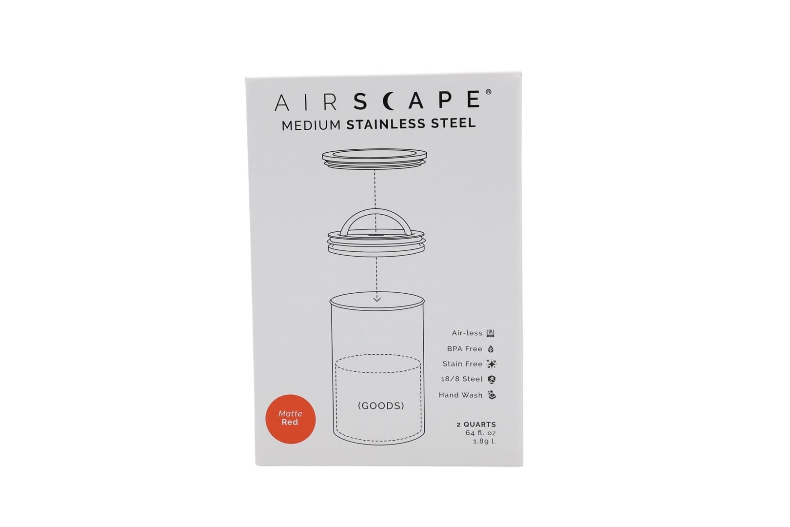Aromatyczny pojemnik ze stali nierdzewnej Airscape średni, czerwony matowy