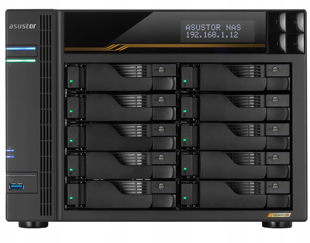 Asustor AS6810T NAS Tower, 10x 3.5" SATA/2.5" SSD, AMD Ryzen, 16GB ECC DDR5, 2x 10GbE, 2x 5GbE, 4x M.2 NVMe, 2x USB4