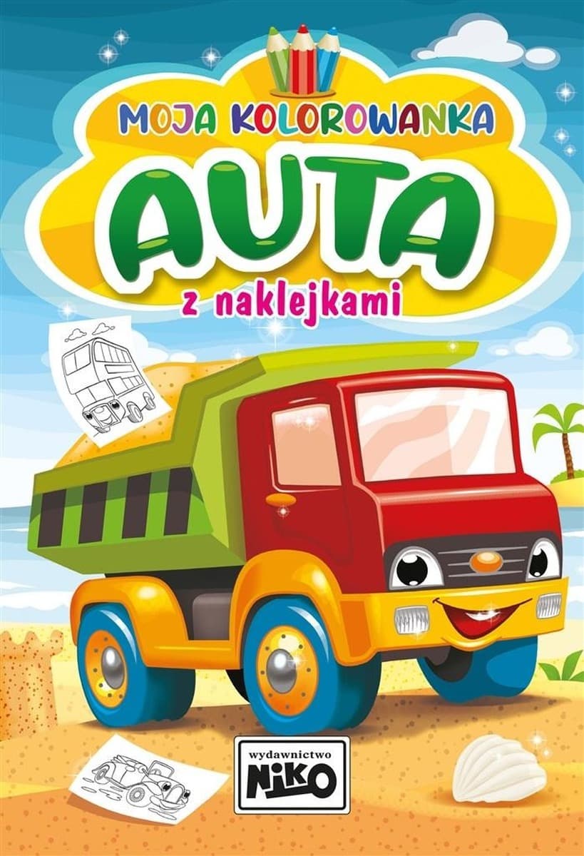 Auta. Kolorowanka dla dzieci z naklejkami