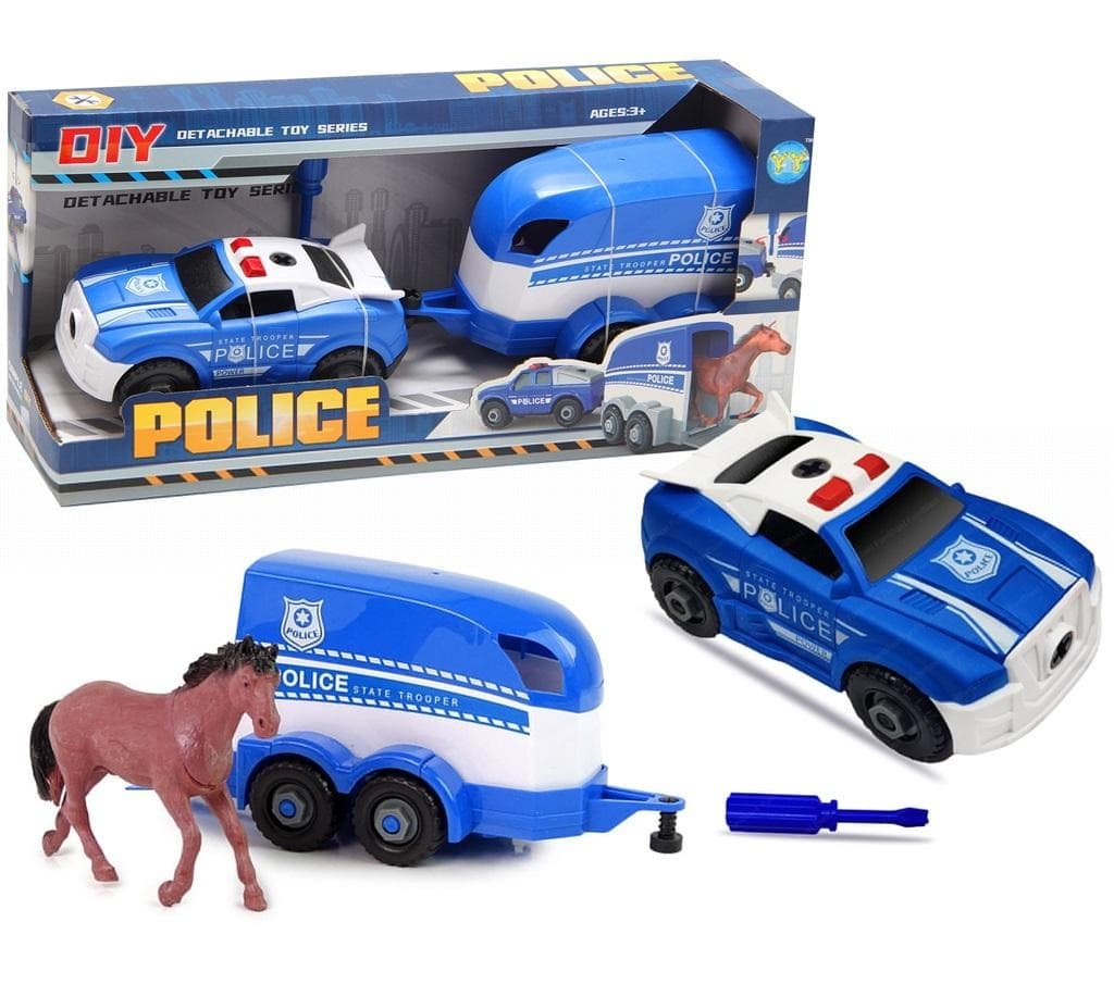 Auto Policja z Przyczepą do Rozkręcania
