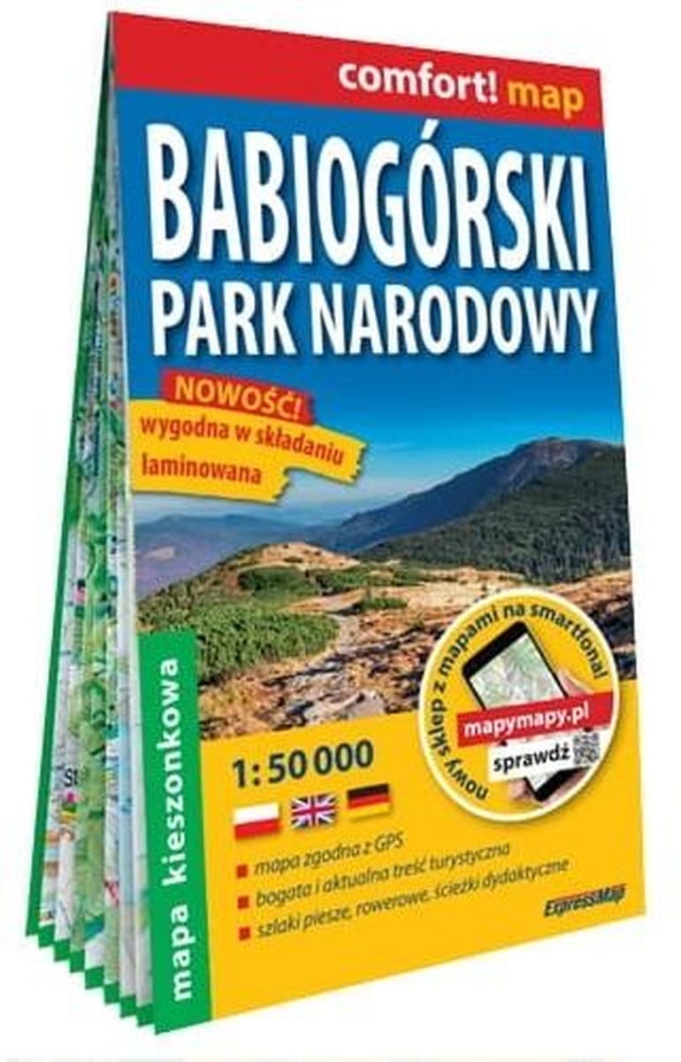 Babiogórski Park Narodowy mapa turystyczna 1:50 000 laminat midi 2023