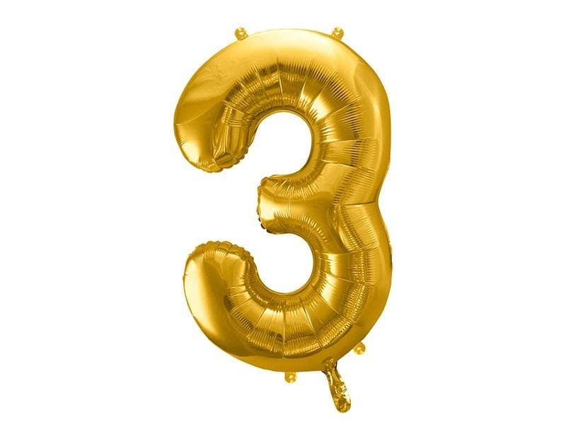 Balon foliowy cyfra 3 złoty 86 cm