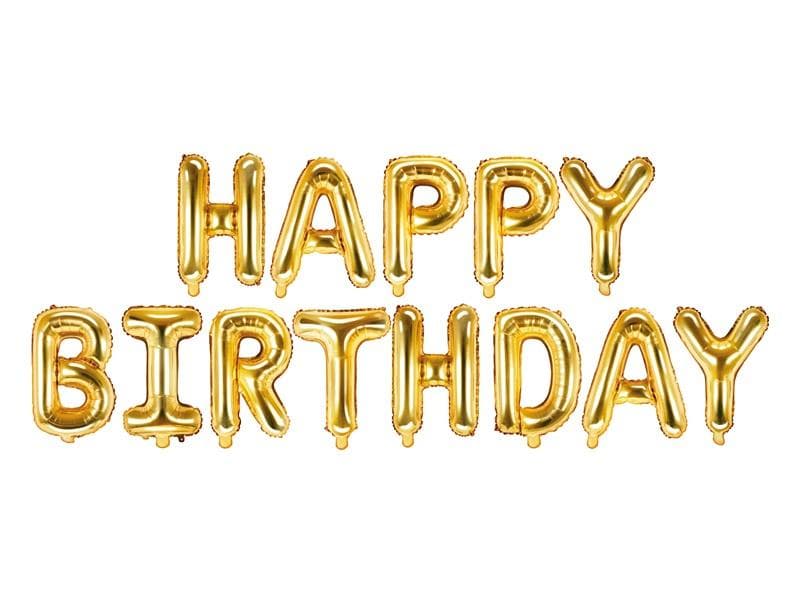 Balon foliowy Happy Birthday złoty 340 x 35 cm