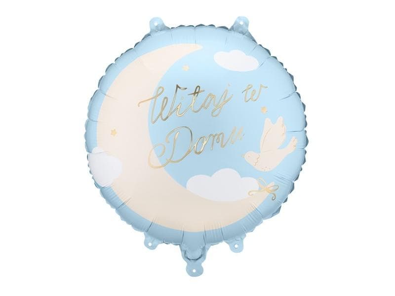 Balon foliowy pastylka Witaj w Domu 35 x 35 cm jasnoniebieski