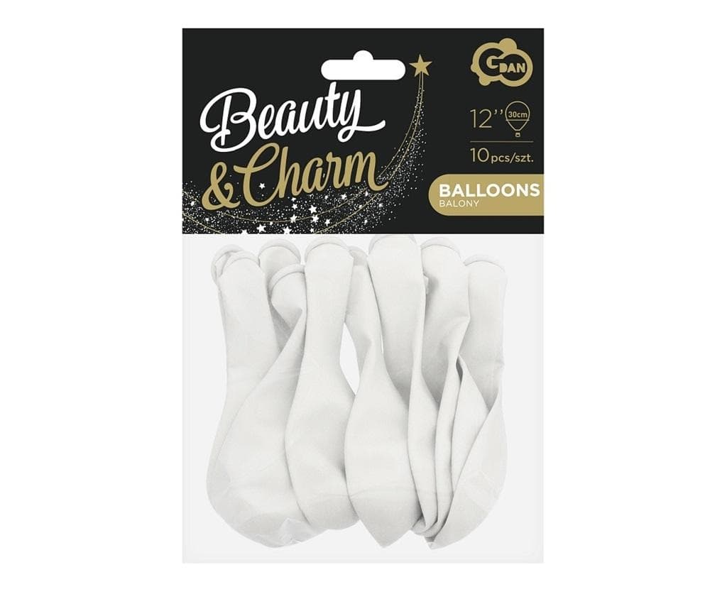 Balony Beauty&Charm pastelowe białe 30 cm 10 sztuk