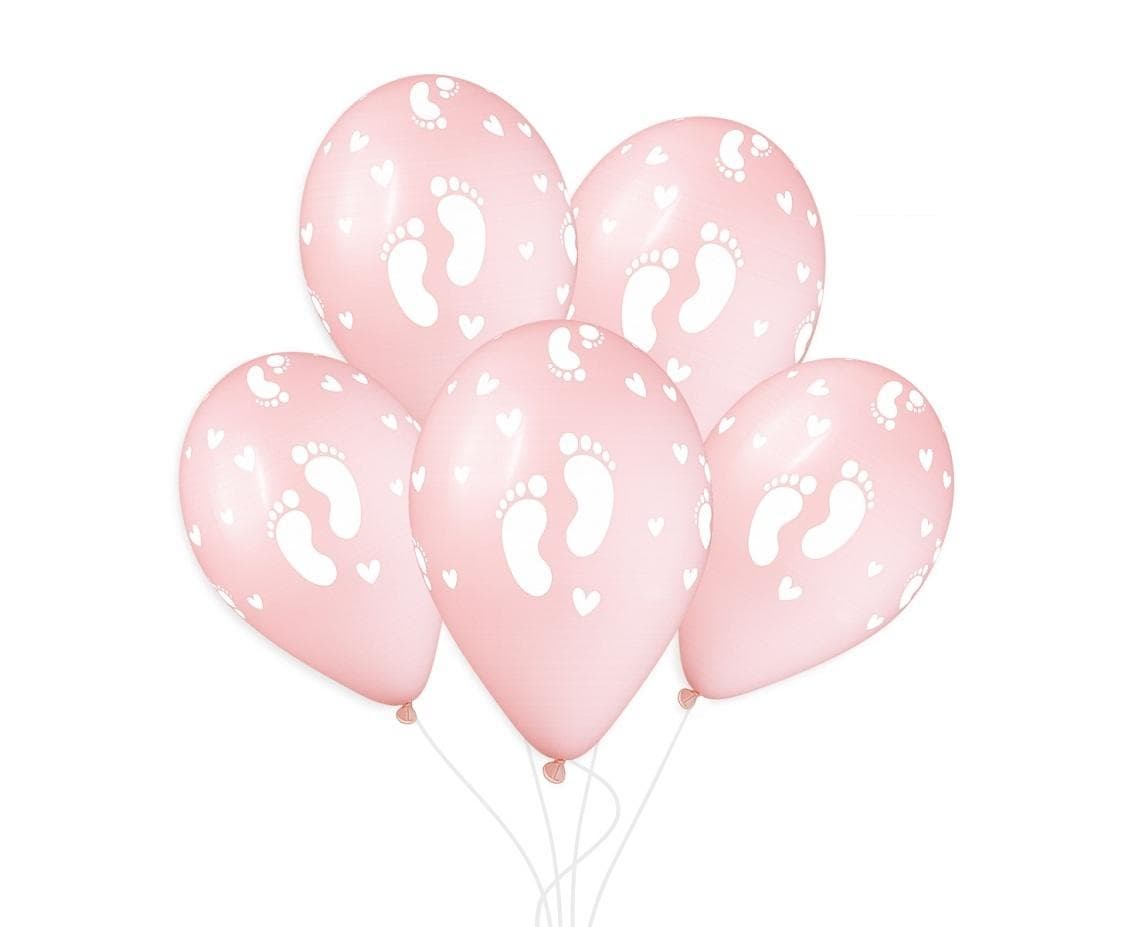 Balony lateksowe Gemar stópki dziecięce pudrowe różowe 33 cm 50 sztuk