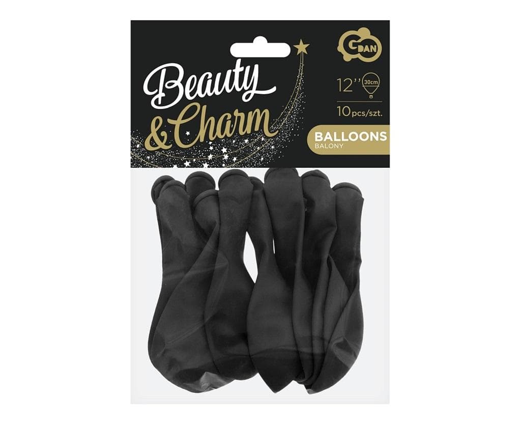 Balony czarne pastelowe Beauty&Charm 30 cm 10 sztuk