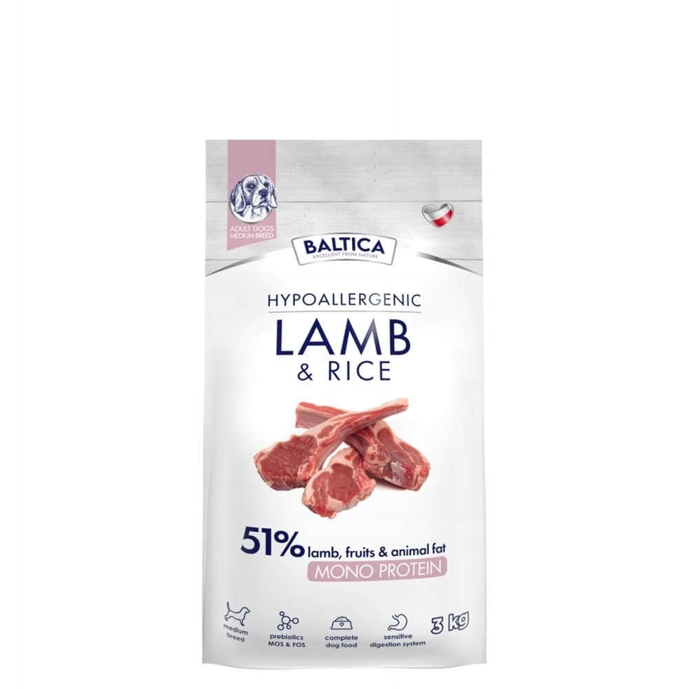 Baltica NUTRACEUTIC Karma dla psów dorosłych Jagnięcina i Ryż Hipoalergiczna 3 kg