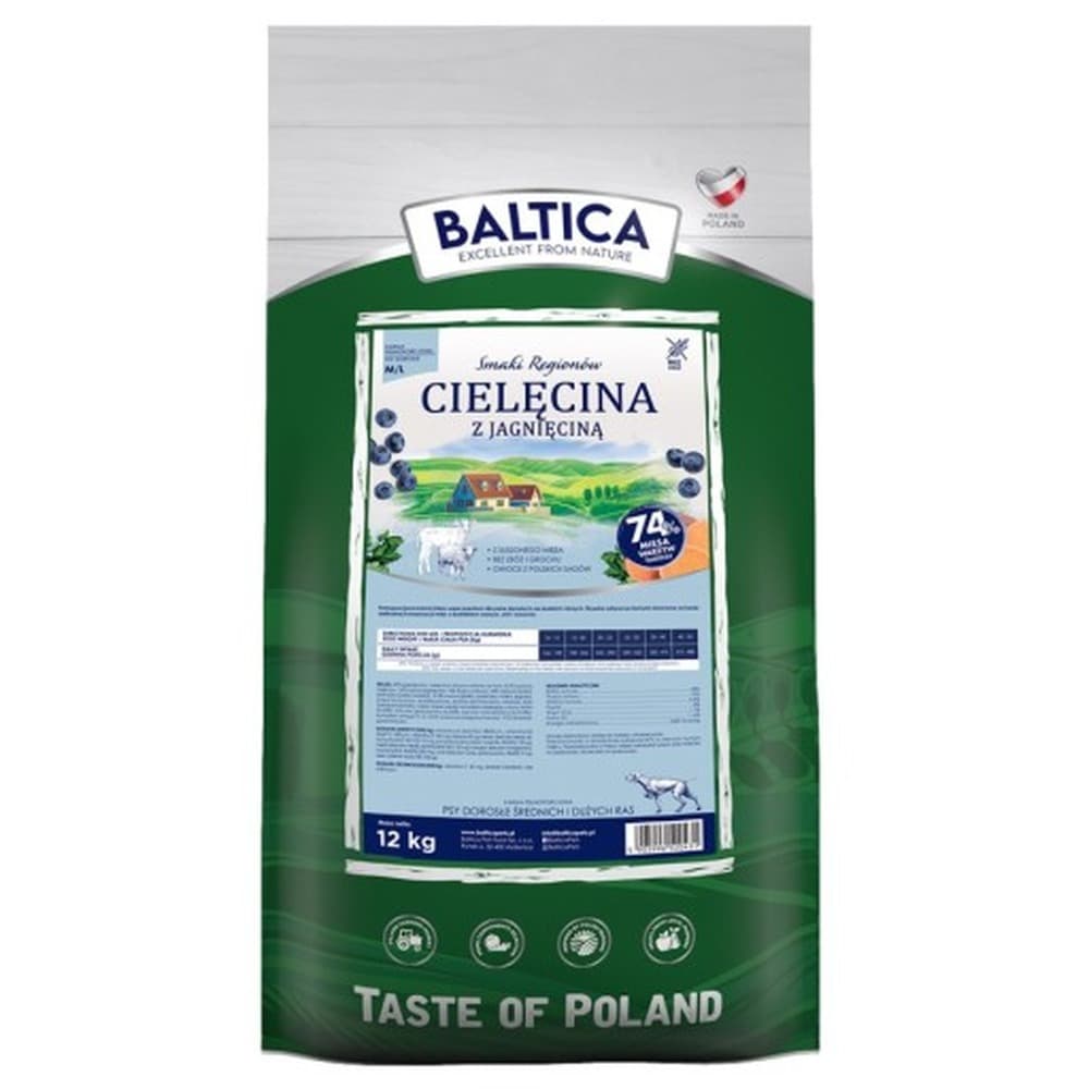 Baltica Smaki Regionów Karma dla psa dorosłego Cielęcina z Jagnięciną rasy średnie i duże 12 kg