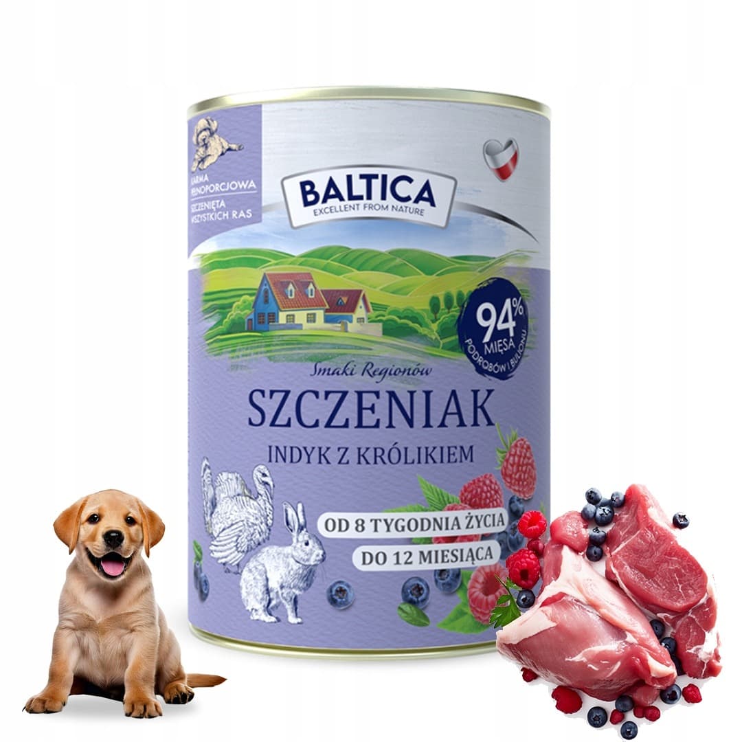 Baltica Smaki Regionów Karma dla szczeniąt indyk i królik 400g
