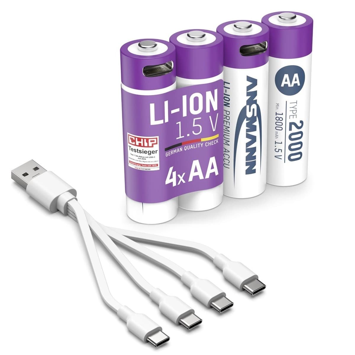 Bateria akumulatorowa Ansmann AA Li-Ion 4 sztuki 3,26 watogodziny fioletowa