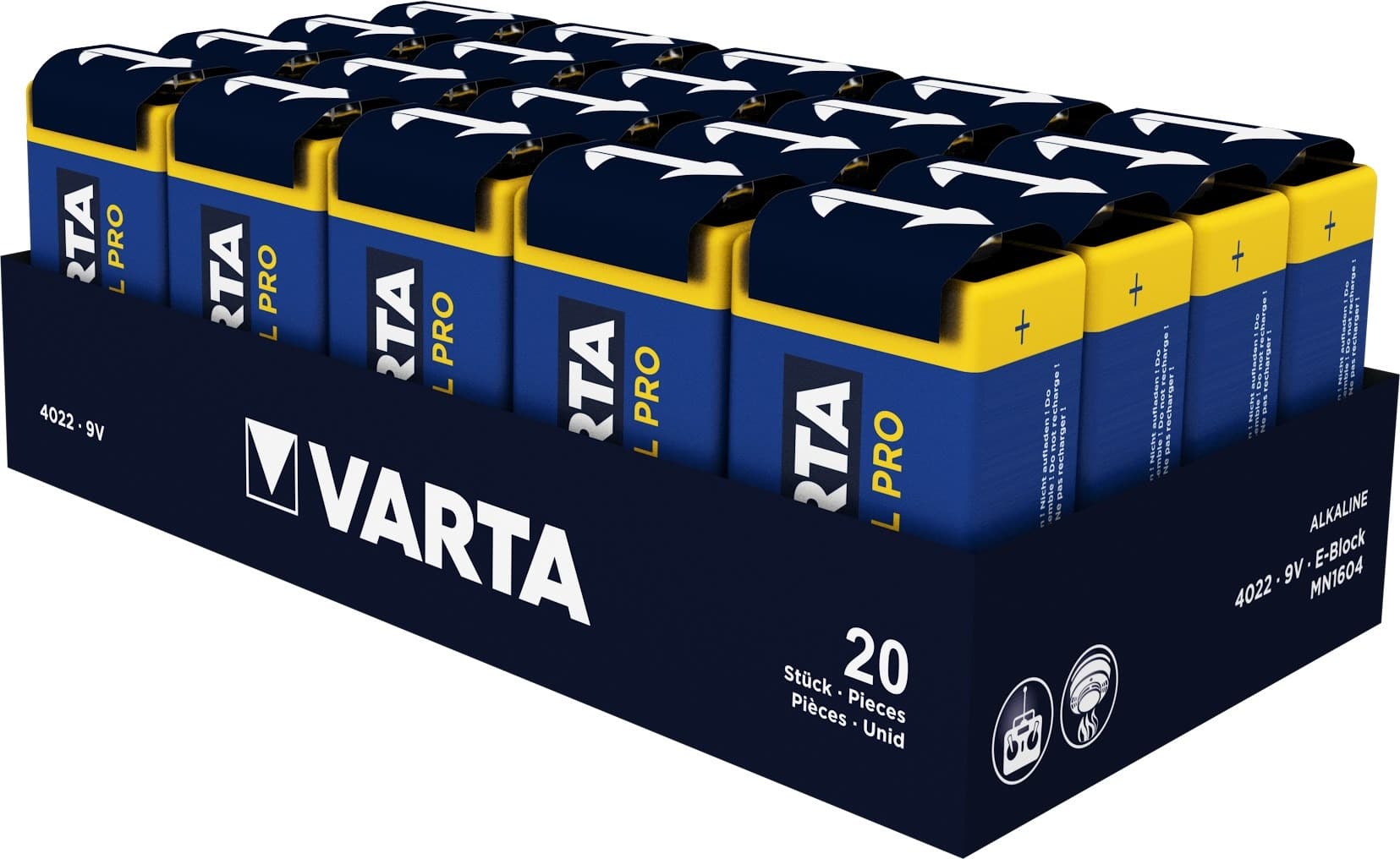 Bateria alkaliczna jednorazowa 9V Varta 20 sztuk
