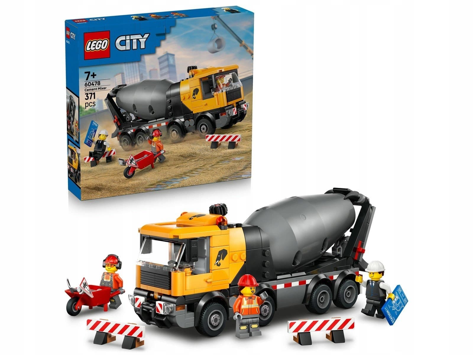 LEGO City Betoniarka zestaw klocków z trzema minifigurkami
