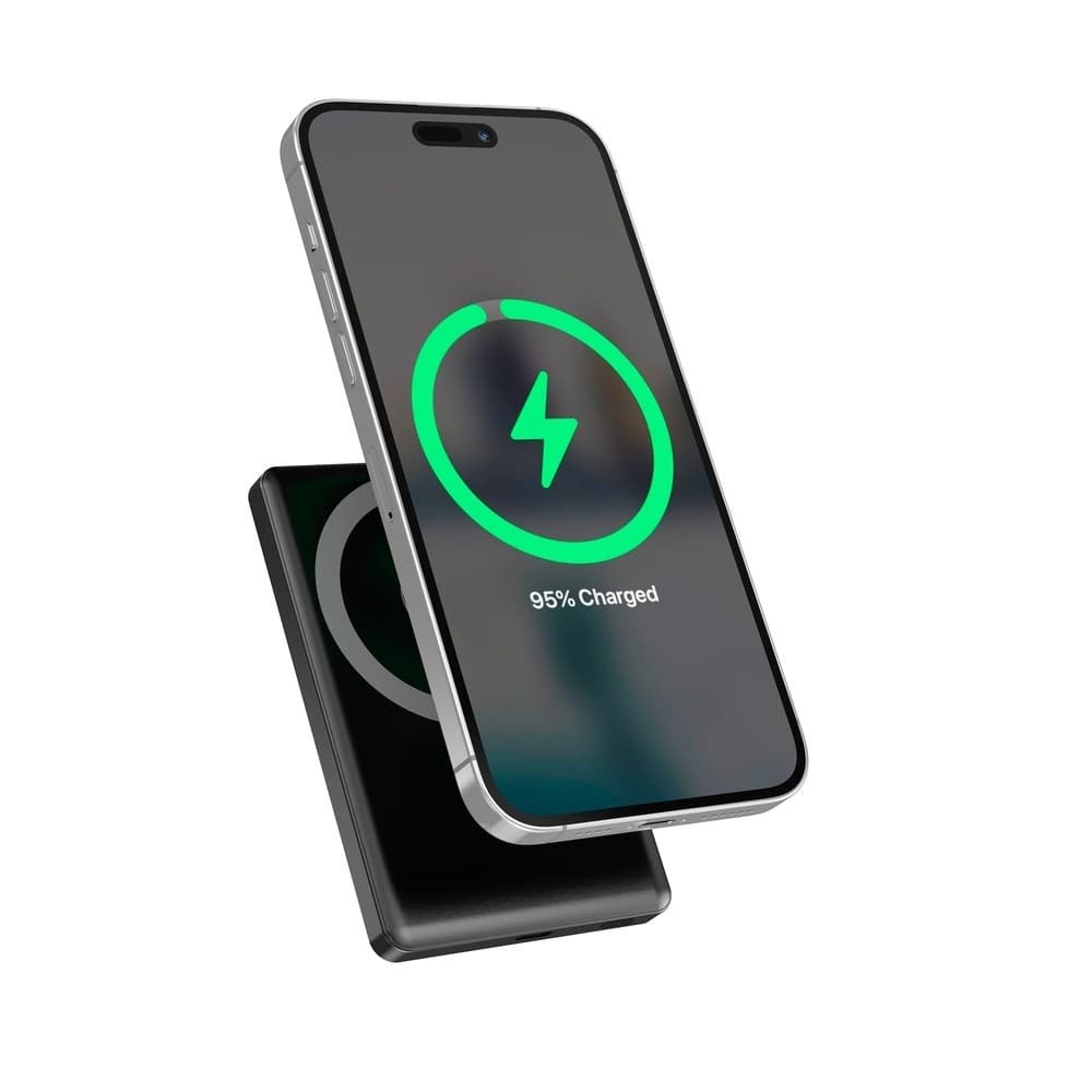 Bezprzewodowy powerbank magnetyczny 15W z wyświetlaczem LCD 10000 mAh, czarny