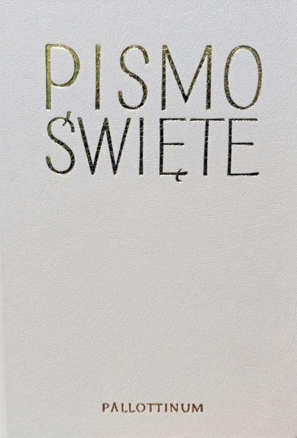 Biblia Pielgrzyma biała z paginatorami w oprawie ekologicznej