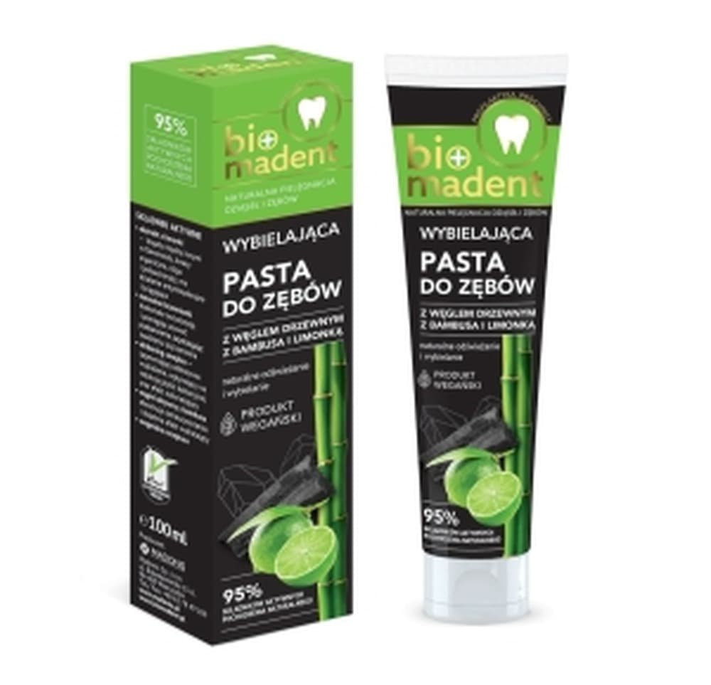 BIO MADENT wybielająca pasta do zębów z węglem drzewnym z bambusa i limonką 100ml