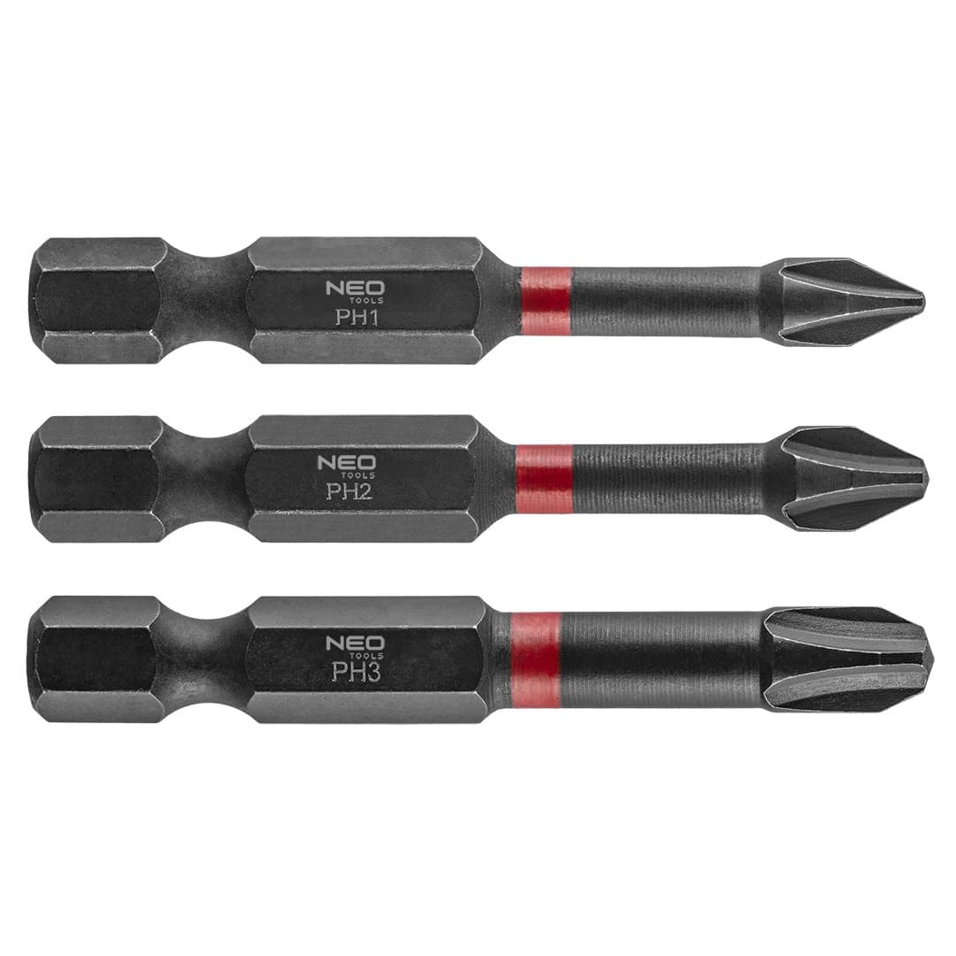 Bity udarowe PH1 PH2 PH3 długość 50 mm, 3 sztuki