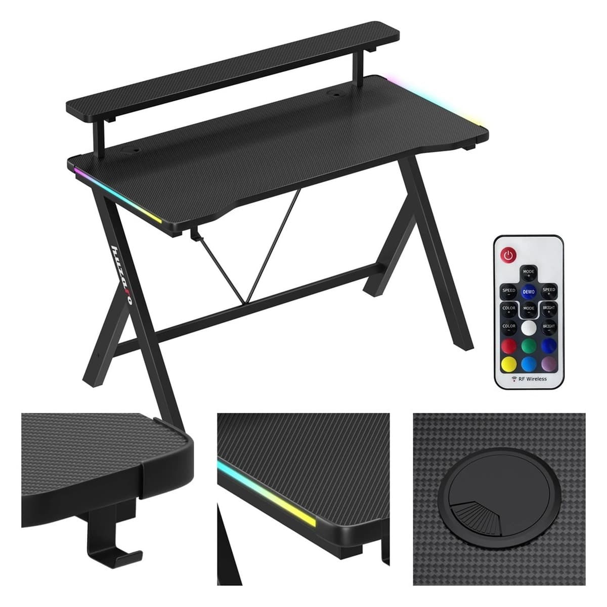 Biurko gamingowe Huzaro Hero 1.9 RGB Czarny 120 cm