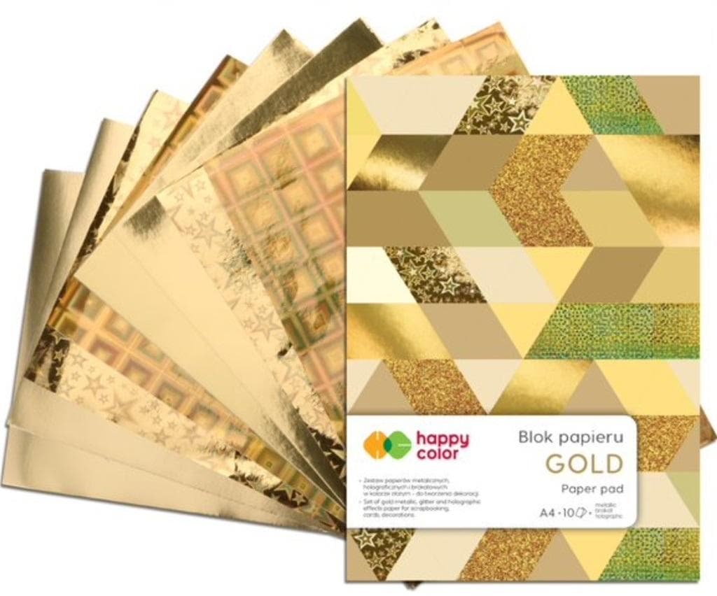 Blok papieru A4 Happy Color Złoty 10K do dekoracji