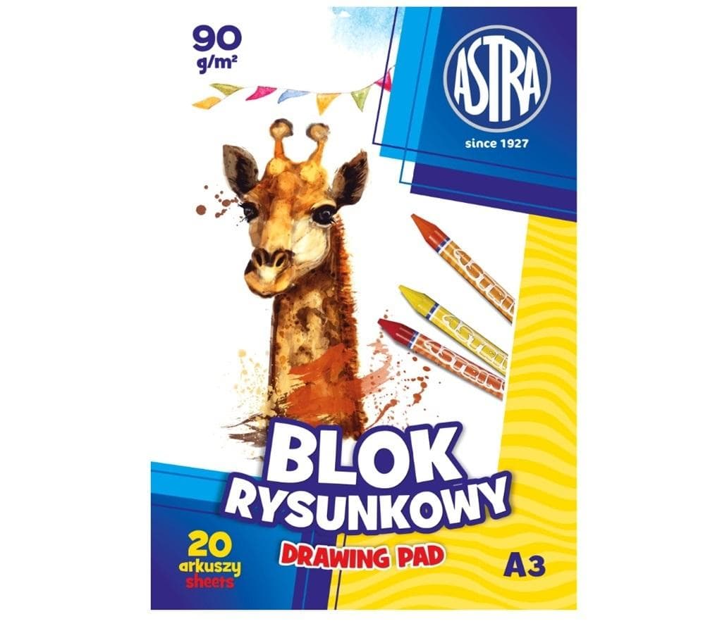 Blok rysunkowy A3 20 kartek 90g 10 sztuk ASTRA