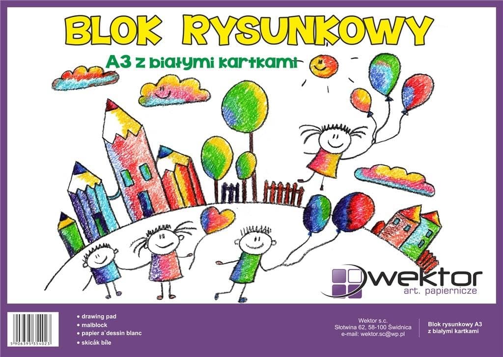 Blok rysunkowy A3 biały, 20 kartek, 10 sztuk