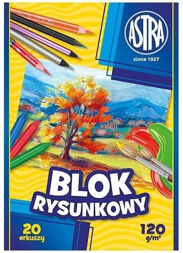 Blok rysunkowy A4 20 kartek 120 g opakowanie 10 sztuk ASTRA