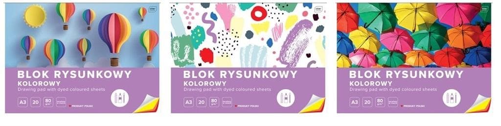 Blok rysunkowy kolorowy A3 20 kartek 10 sztuk Interdruk