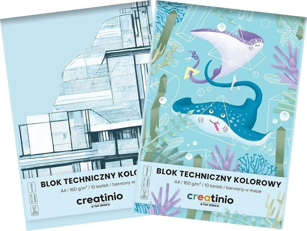 Blok techniczny A4 10 kartek kolorowy Creatinio 20 sztuk