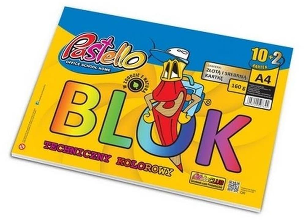 Blok techniczny A4 160g, 12 kartek, kolorowy