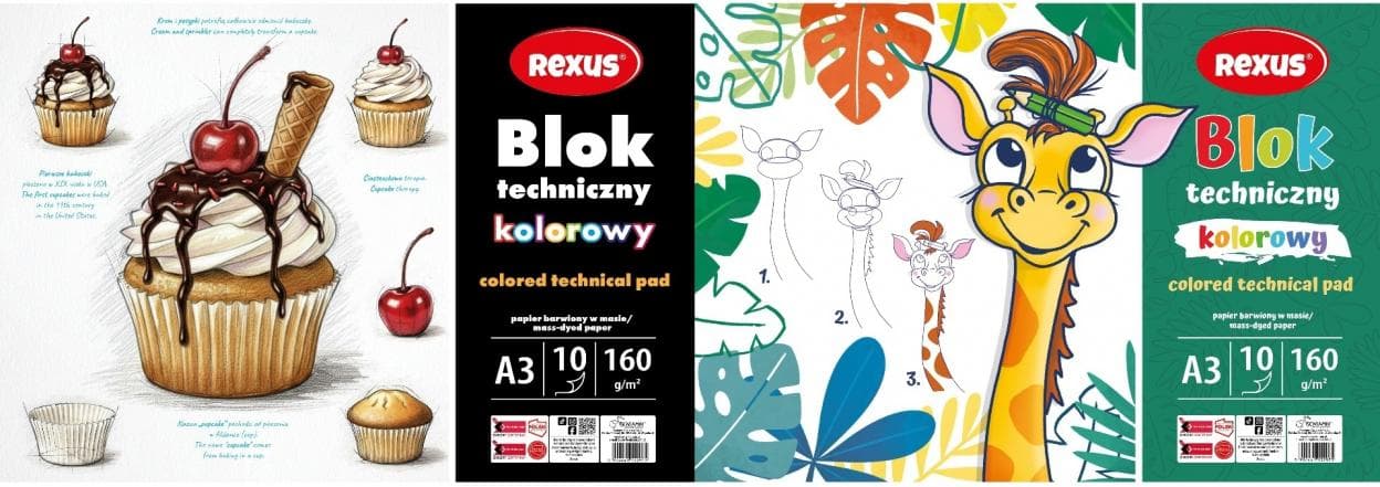 Blok techniczny kolorowy A3 10 arkuszy