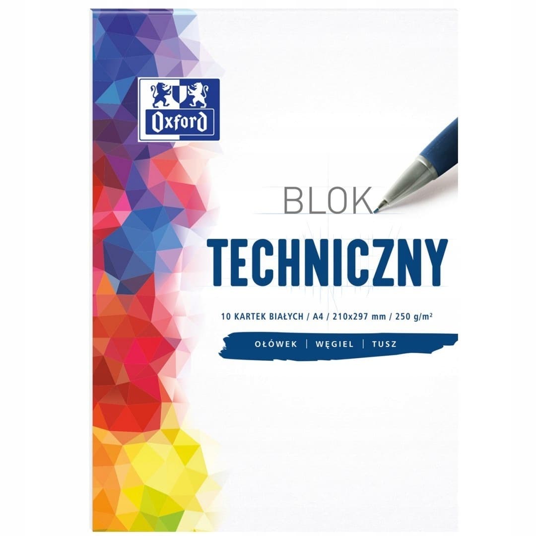 Blok techniczny A4 10 kartek Oxford biały