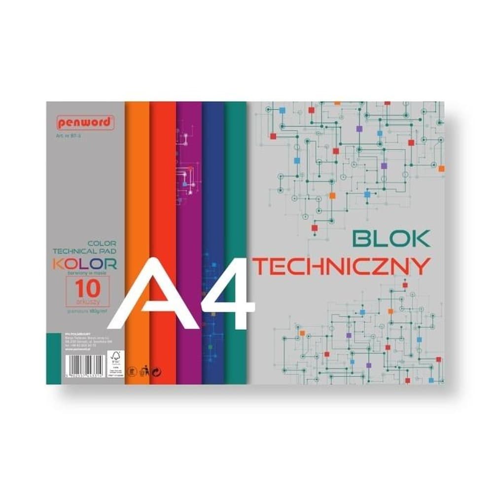 Blok techniczny Premium kolorowy A3 250g 10 arkuszy