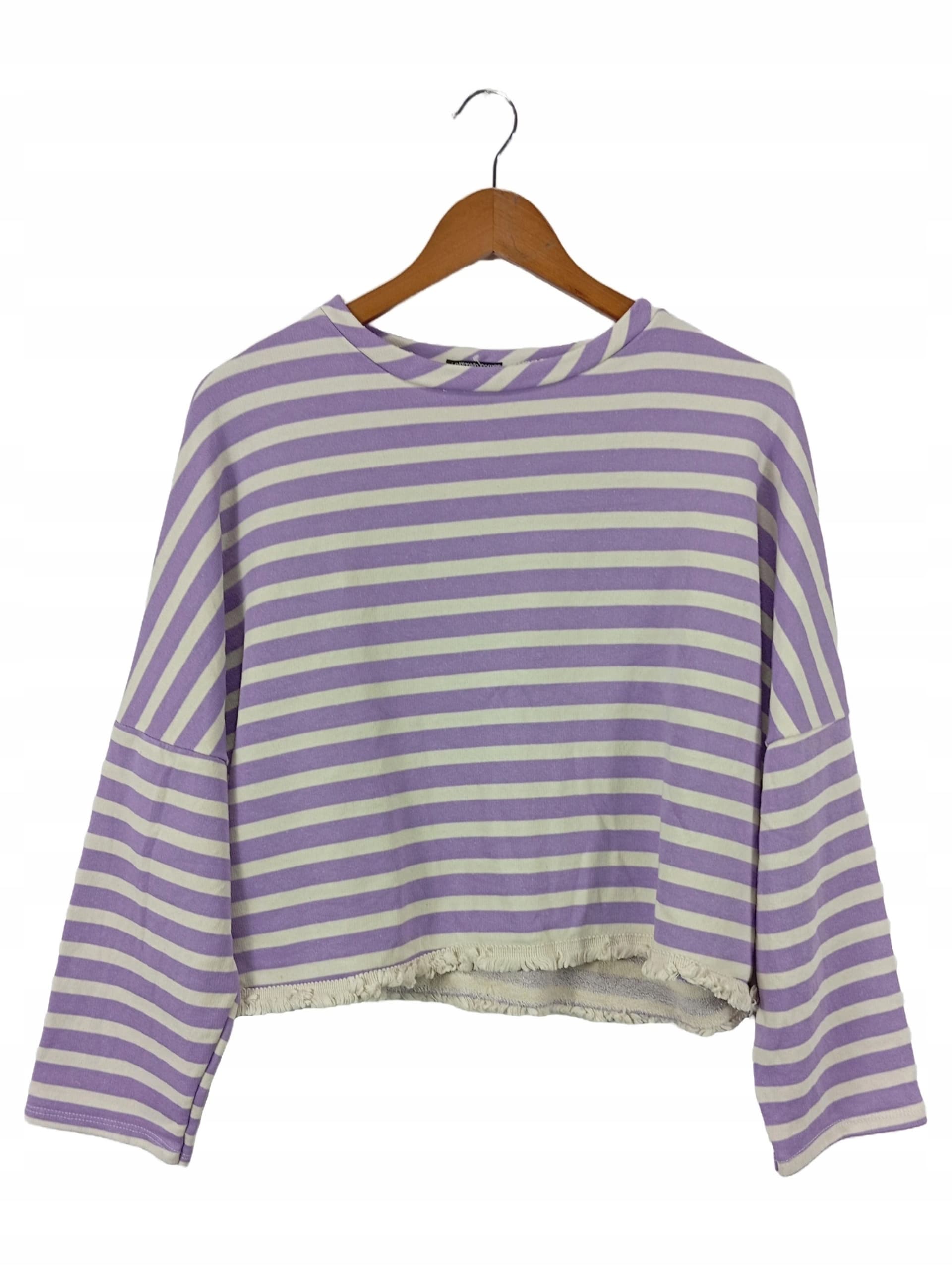 Bluza damska w paski biało-fioletowa XS