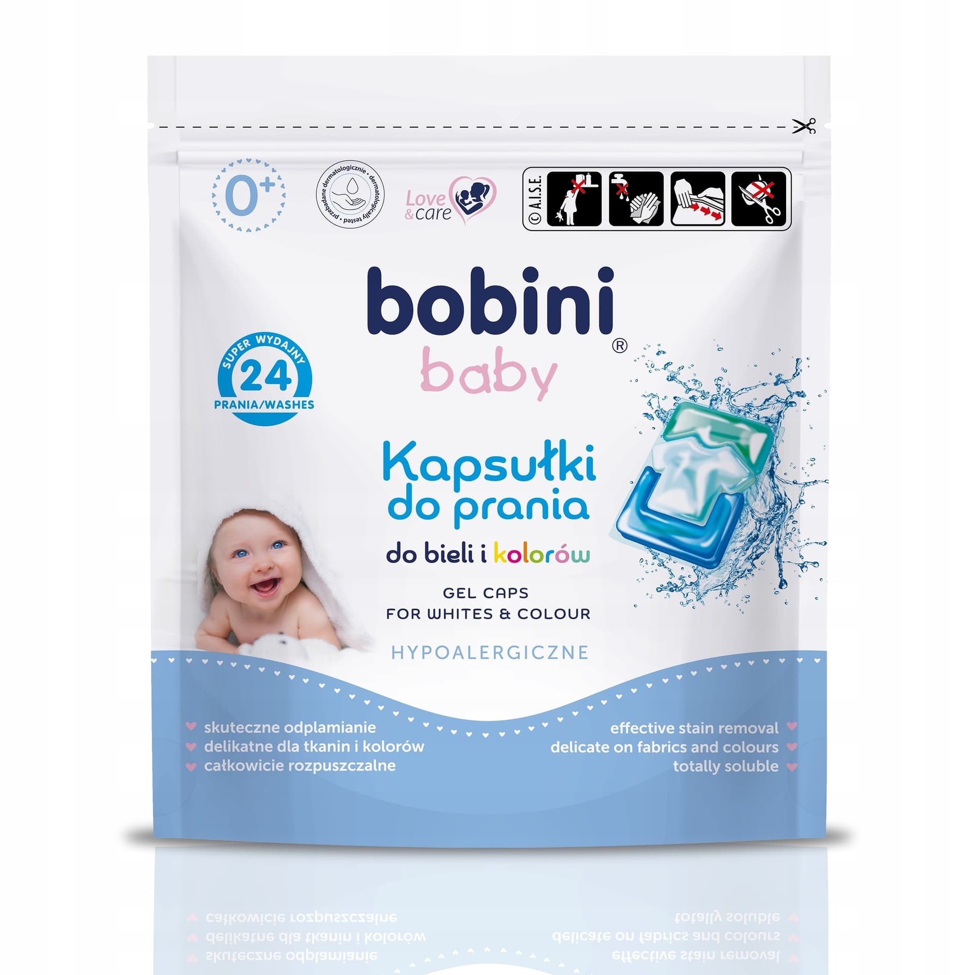Bobini Baby kapsułki do prania ubrań białych i kolorowych 24 szt.