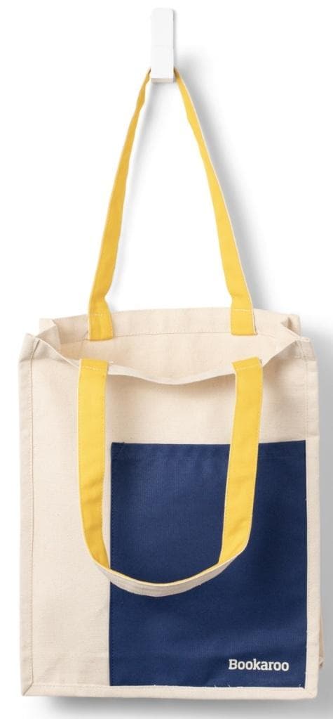 Torba bawełniana Bookaroo granatowo-żółta 39x30x8 cm