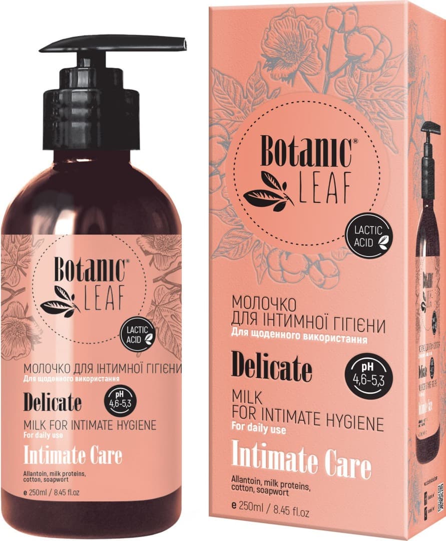BOTANIC LEAF Mleczko Intimne 250ml - Delikatne Oczyszczanie i Regeneracja