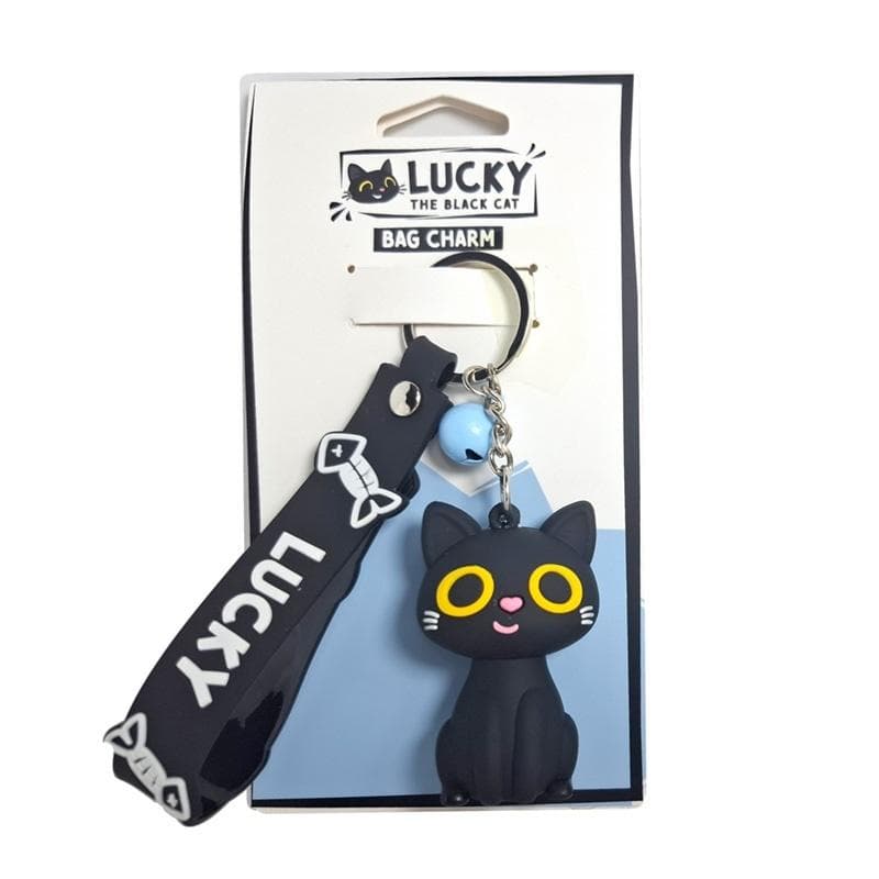 Breloczek z zawieszką 3D Lucky the Black Cat PVC Metal 35x60 mm