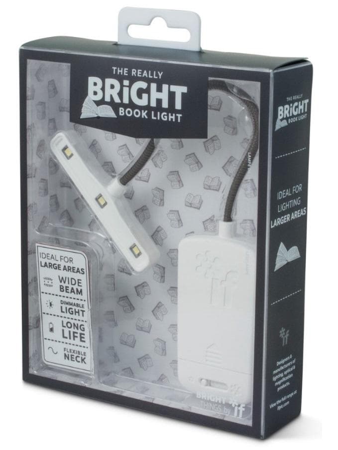 Lampka do czytania książek Bright Book Light biała z klipsem