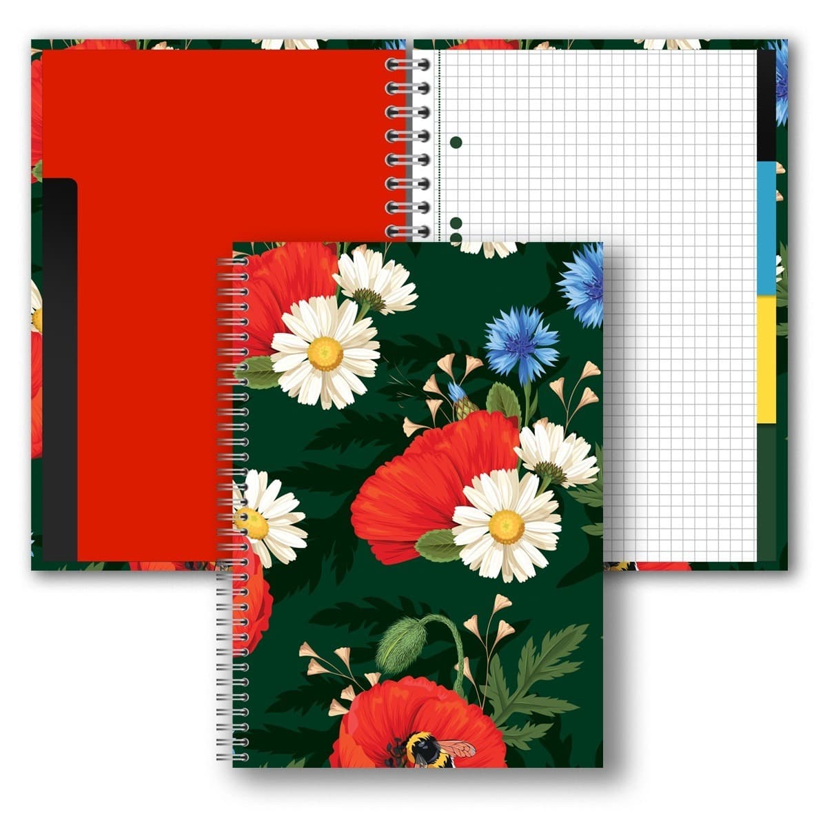 BRULION B5 160k.KRATKA Z PRZEKŁADKAMI T0127 KWIATY POLSKIE MAKI W ZIELENI FOLIA MAT NIERYSUJĄCA