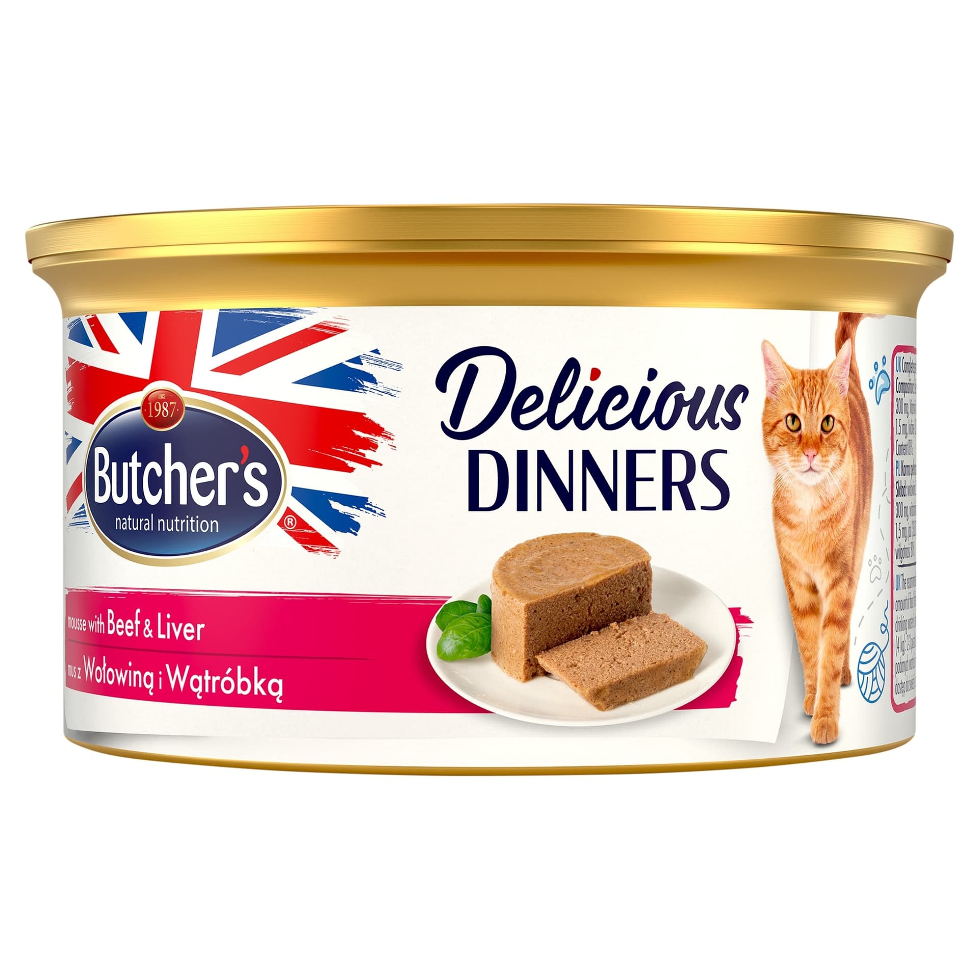 Butcher's Delicious Dinners, karma dla kota, z wołowiną i wątróbką, mus 85g