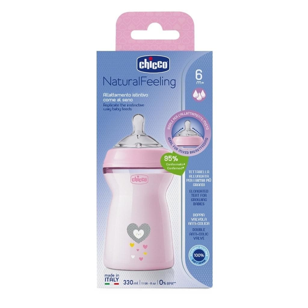 Butelka do karmienia Chicco NaturalFeeling 350 ml różowa 6m+