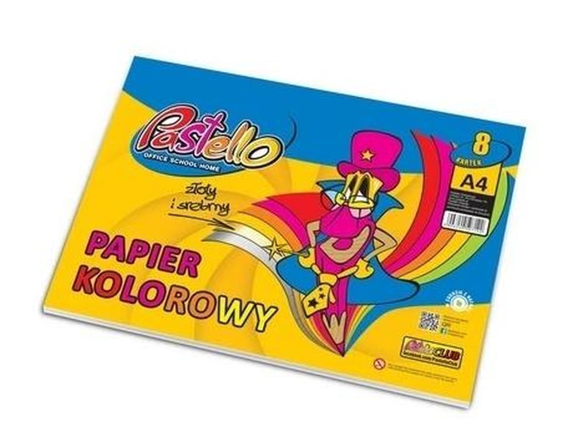 Błyszczący papier kolorowy A4, 8 kartek, intensywne kolory
