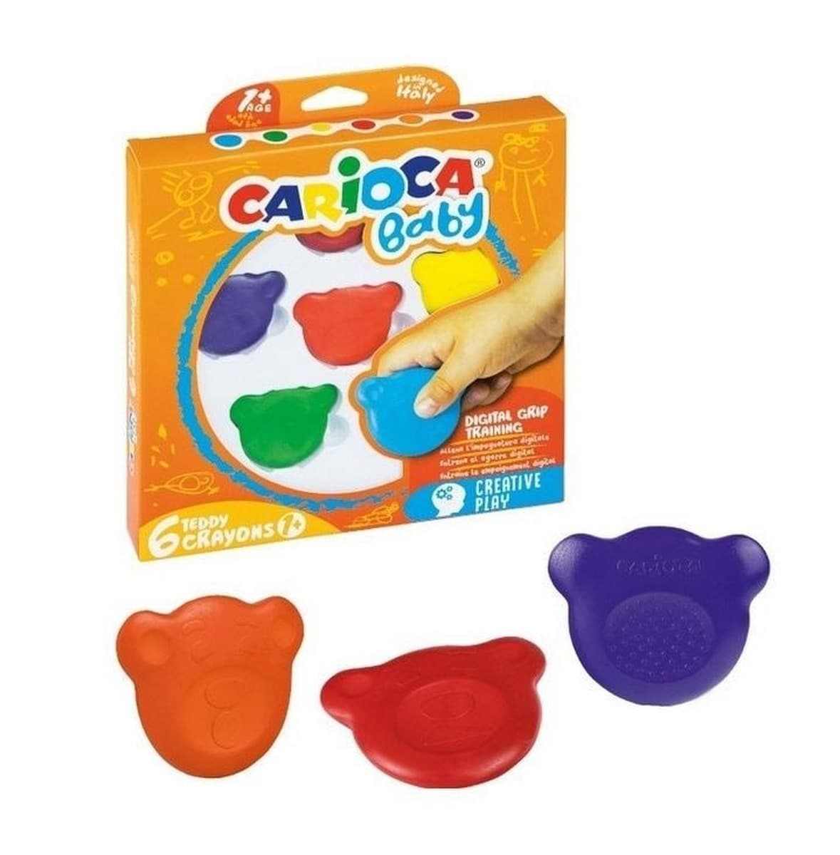 Carioca Kredki Misiaki Baby 6 kolorów - pierwsze kredki dla maluchów od 1 roku życia