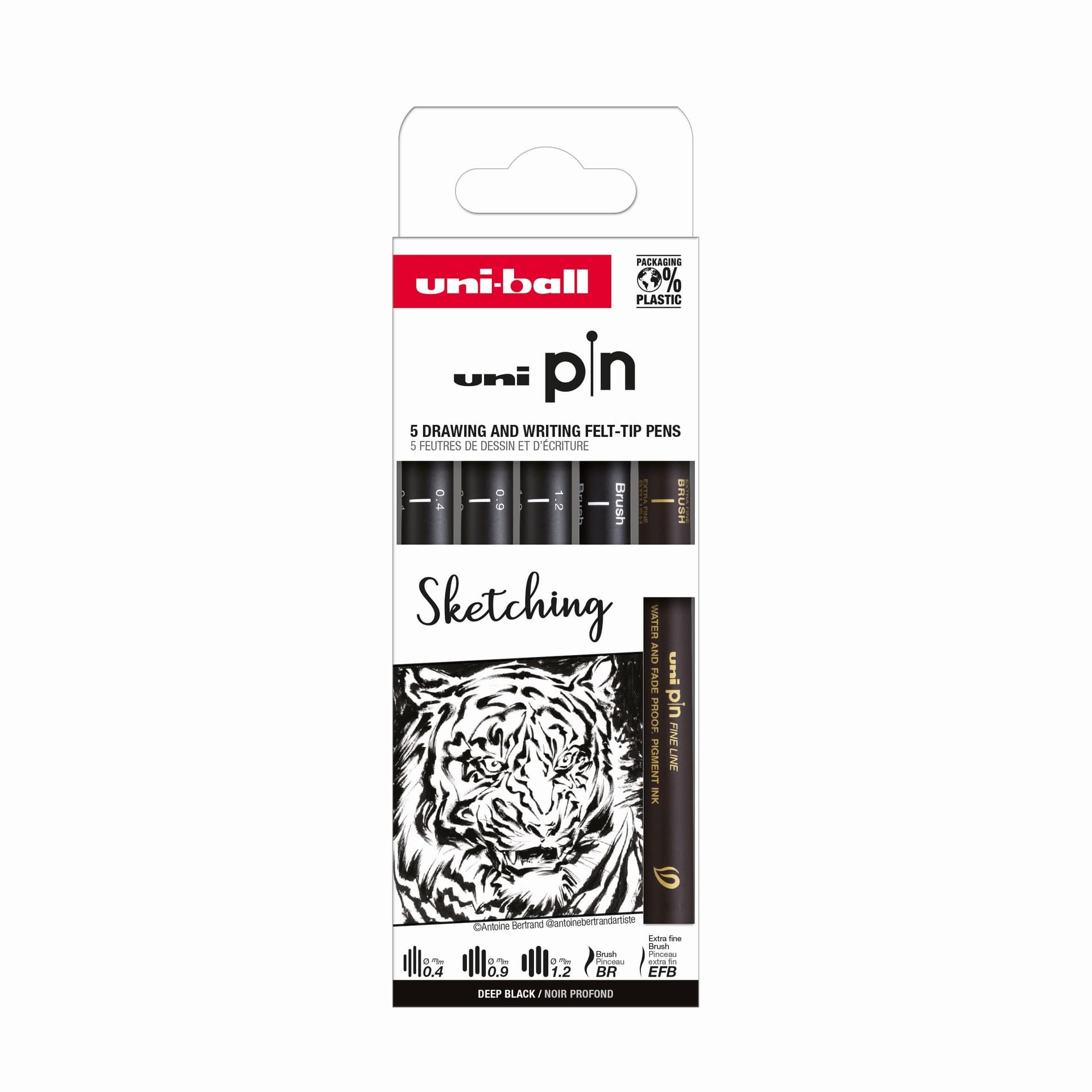 Cienkopis kreślarski Uni PIN 200 Sketching czarny różne grubości 5szt.