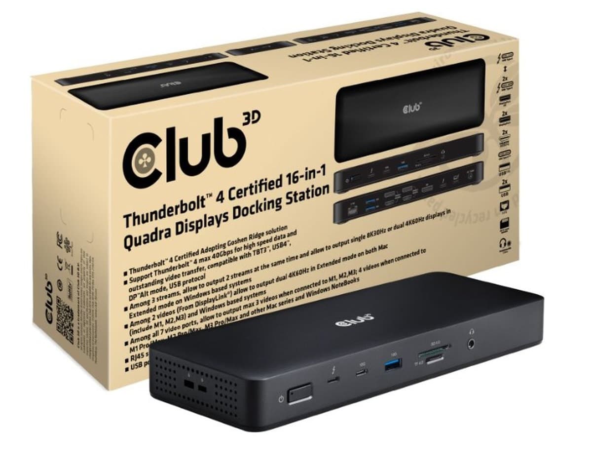 CLUB3D CSV-1583 Stacja Dokująca Thunderbolt 4, Czarna